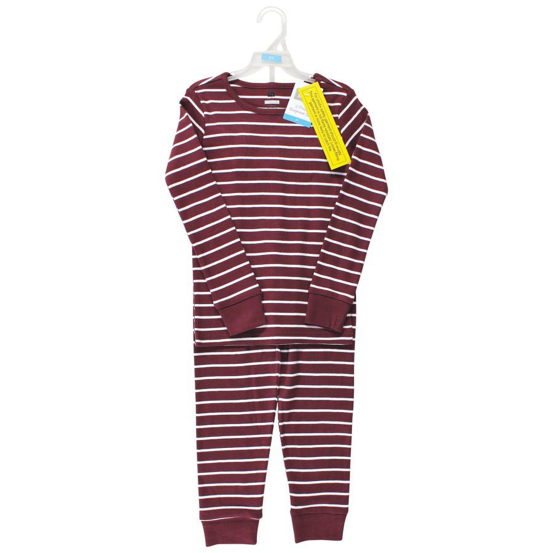 Hudson Baby Infant and Toddler Cotton Pajama Set, Burgundy Stripe, 4 Toddler