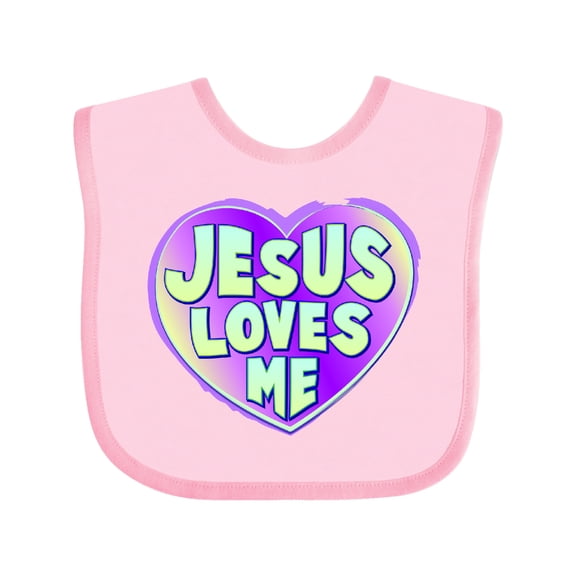 Inktastic Jesus Loves Me Boys or Girls Baby Bib