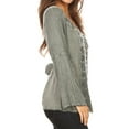 thumbnail image 4 of Sakkas Salma Womens Button Down Long Sleeve Blouse Top Shirt Stonewashed and Lace - Gray - Large, 4 of 5