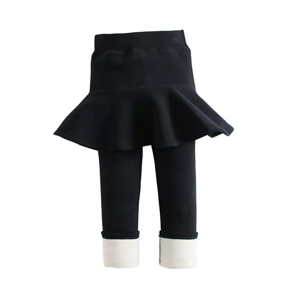 FAOWME Toddler Trendy Girls Leggings Skirt Ruffle Skirt Pants Kids Black 5-6 Years