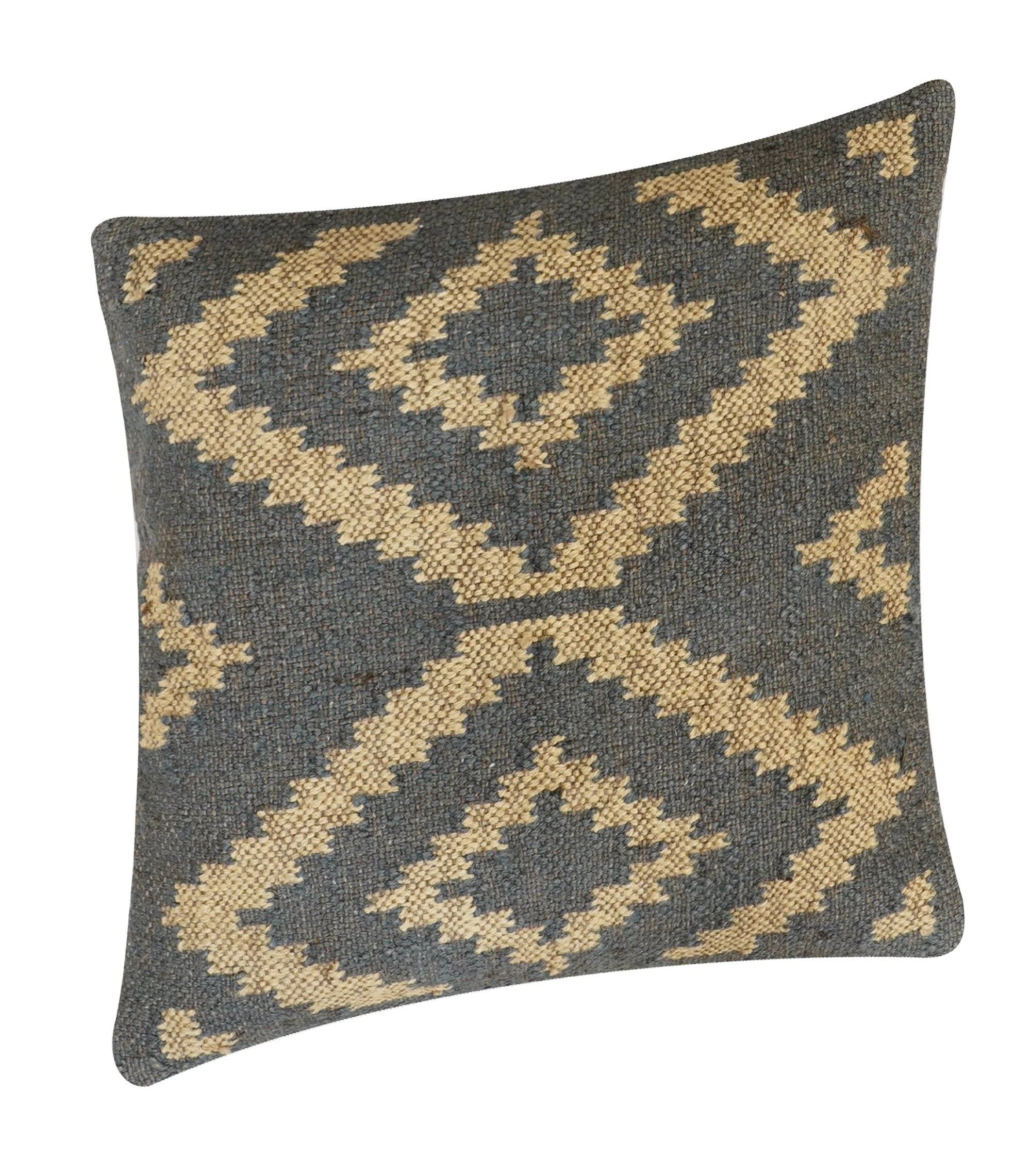 Indian Style Kilim Pillowcase Wool Jute Square Decorative Cushion Cover for Home Bedroom Décor (18")
