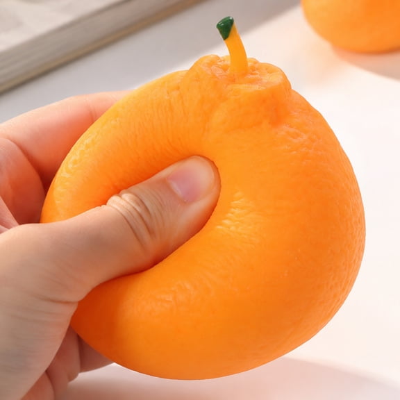 Malleable Citrus Orange Squishy for Adults High Elasticity Sensory Gadget Moldable Deformable Fruit Shape Office Desk Accessory Pressure Relief Tool 3.15 Inch 1 Pack