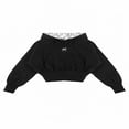 thumbnail image 3 of Forever 21 Cropped Lace-Lined Hood & Embroidered-Bow Hoodie, Color- Black/Multi, Size- S, 3 of 7