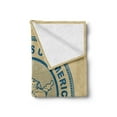 thumbnail image 2 of Travel Soft Flannel Fleece Blanket, United States of America Map with a Plane Silhouette Holiday Themed Stamp Design, Cozy Plush for Indoor and Outdoor Use, 50" x 60", Tan and Blue, by Ambesonne, 2 of 5