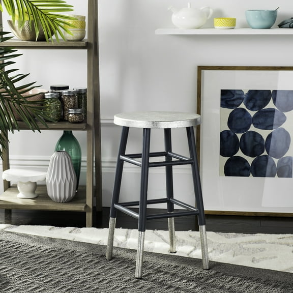 SAFAVIEH Kenzie Iron Silver Dipped 24" Counterstool, Grey
