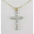 thumbnail image 3 of "2Ct Round Cut Diamond Cross Pendant Necklace in 14K Yellow Gold Over with Free Chain", 3 of 4