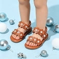 thumbnail image 6 of JAJAHO Girls Sandals Summer Open Toe Floral Design Outdoor Hook And Loop Flat Shoes For Little/Big Kids Lovely Shoes, 6 of 9