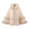 thumbnail image 2 of Samdudou Womens Winter Coats Thick Cloak Elegant Cape Outerwear Faux Fur Trimmed Shawl with Layered Fluffy Detailing for Cold Days Outdoor Occasions Sophisticated Look, 2 of 5