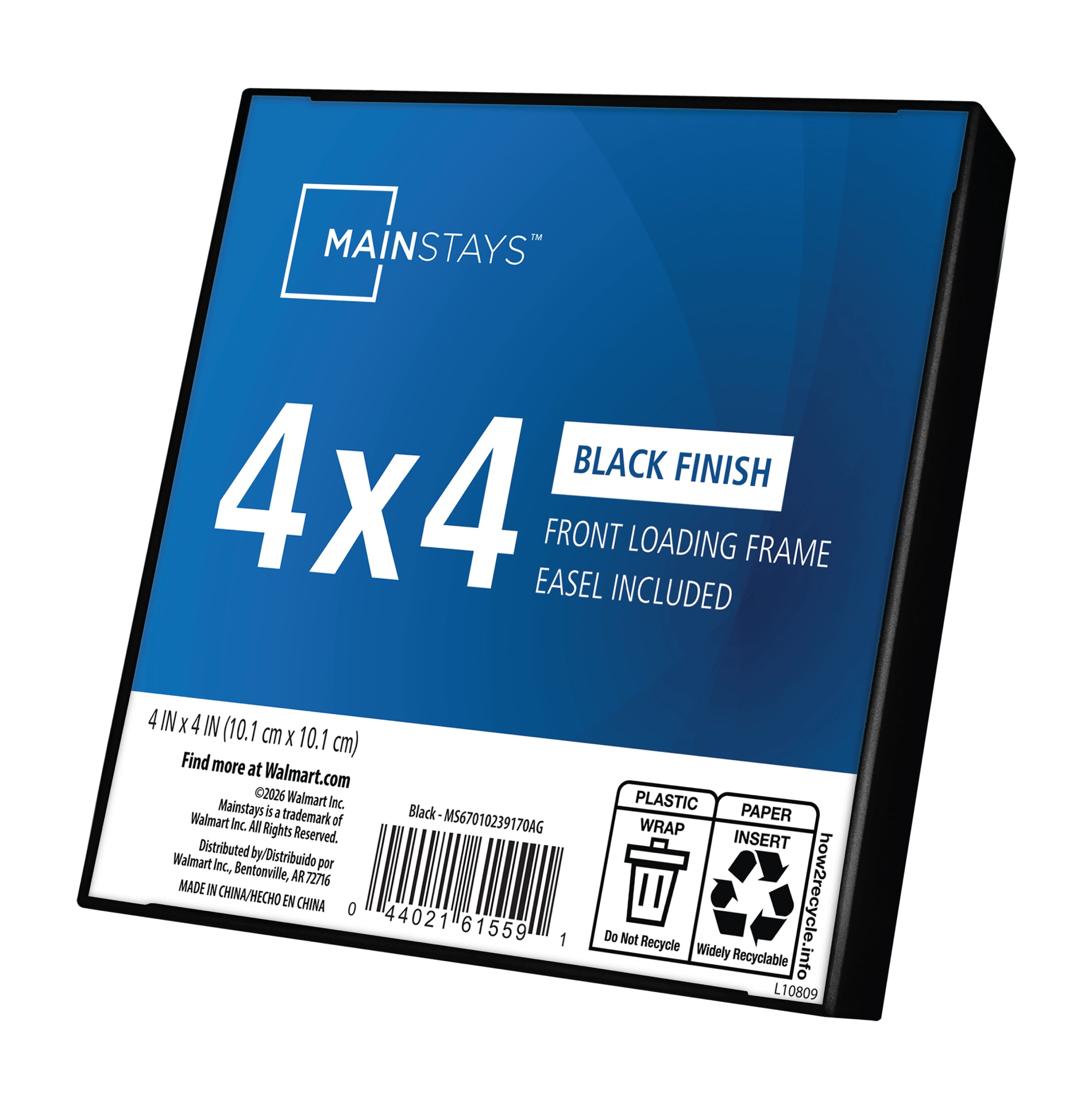 Mainstays 4 x 4 Picture Frame, Black, Front Loading, Wall or Tabletop