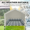thumbnail image 3 of Elevated Dog Pet Bed House - Weatherproof 2-in-1 Indoor Outdoor Pet Cot with Canopy & Bolster Cooling Portable Raised Dog Bed with Pillow for Camping Beach, 3 of 7