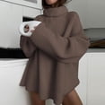 thumbnail image 6 of VISALY High Neck Sweaters Crochet Sweaters Women's 2023 Winter Sweaters Oversized Turtleneck Long Sleeve Chunky Knitted Pullover Tops Business Casual Sweater Hoodie Pullover Tunic Sweatshirt Brown M, 6 of 8