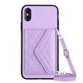 thumbnail image 6 of for iPhone X/XS Slim Case with Card Holders and Strap for Women, iPhone X/XS Phone Case Wallet PU Leather Kickstand RFID Blocking Flip Shockproof Wallet Case - Purple, 6 of 11