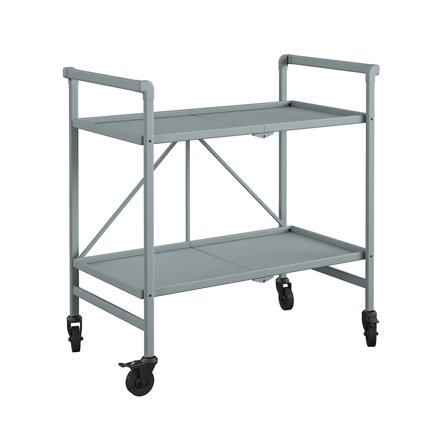 COSCO Outdoor Living(tm) Outdoor and Indoor Folding Serving Cart with Wheels and 2 Shelves, Gray