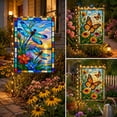 thumbnail image 3 of Dragonfly Stained Glass Garden Flag 12x18 Inch, Outside Flag Double Sided Butterfly Floral Outdoor Yard Flag with LED Lights, Polyester Lawn Patio Decor, 3 of 7