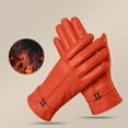 thumbnail image 2 of Fgnfyis Ladies 2024 Autumn Winter Solid Color Versatile Windproof Thick Cold Leather Gloves Mittens Watermelon Red L, 2 of 4
