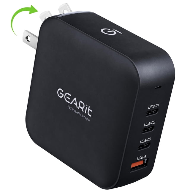 Cargador GEARit 165W 4 Puertos GaN USB C PD 3.1 PPS
