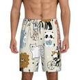 thumbnail image 2 of Daiia Hand Drawn Animals Mens Woven Stretch Pajama Short,Short Pajama Pants-XX-Large, 2 of 9