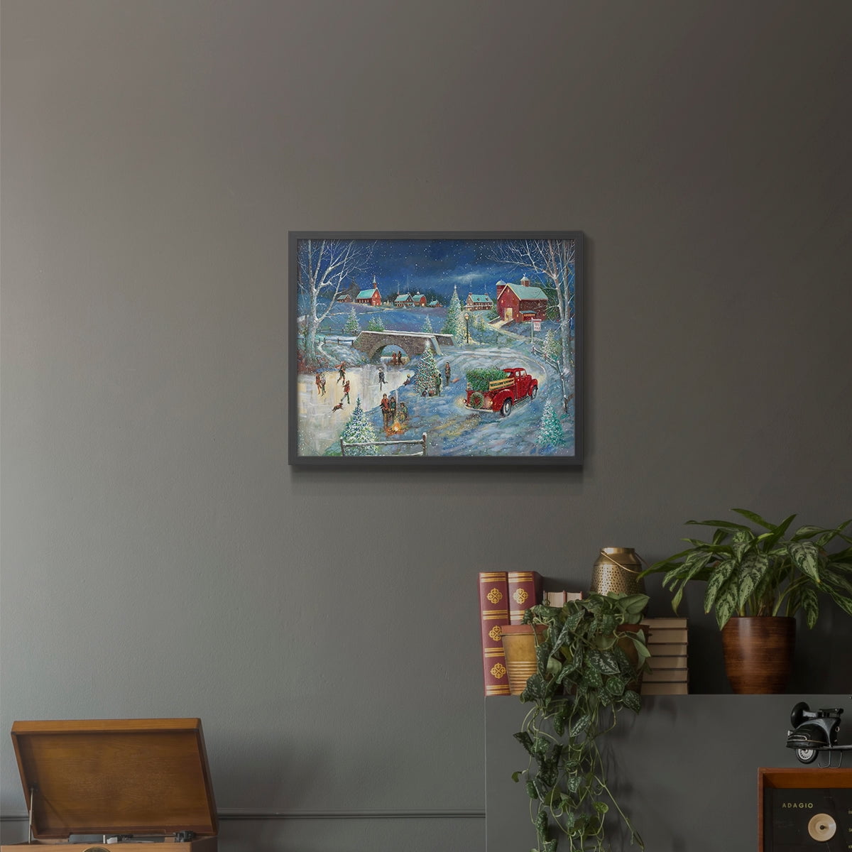 Warm Holiday Memories by Ruane Manning - Restickable Framed Giclée Print with Real Wood Frame