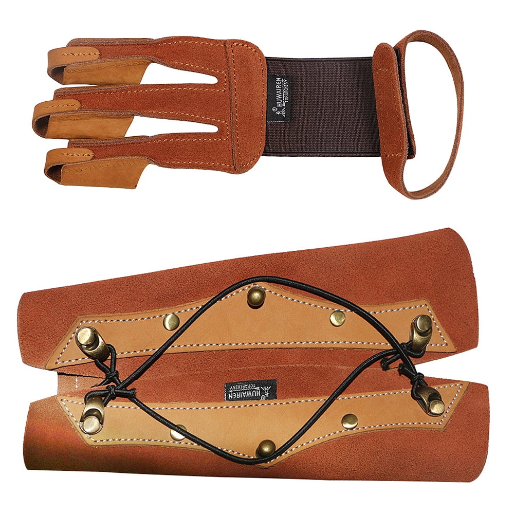 Archery Arm Guard with 3 Finger Tab Glove Archery Protective Set
