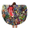 thumbnail image 1 of LADDKA 60 inch Round Beach Towel Blanket Artist Music Collage on Large Brick Wall Graffiti Urban Travel Circle Circular Towels Mat Tapestry Beach Throw, 1 of 2