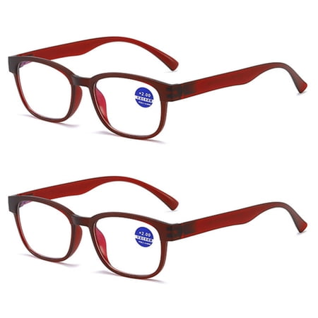 2 Pairs Anti-Blue Light Reading Glasses Retro HD Ultra Light Readers