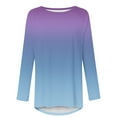 thumbnail image 4 of Sevevn Women's Solid T-shirt Long Sleeves Blouse Round Neck Casual Tops Light Blue XXL Sales Today Clearance, 4 of 5