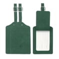 thumbnail image 1 of Etiquetas de maleta, etiquetas de cuero verde profundo con protección privada, 3 piezas, 1 of 6
