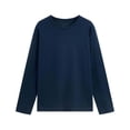 thumbnail image 6 of AherBiu Fall Casual Tops for Women Cotton Tshirt Crewneck Long Sleeve Comfy Fitted Basic Layer Tees Undershirt(Small,Navy), 6 of 6