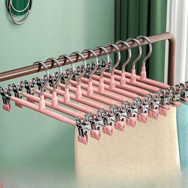Colgador de ropa de acero inoxidable con Clip para pantalones, estantes para ropa, armario de baño, abrigo, pantalones, pinzas, gancho para colgar falda, 10/20 Uds.