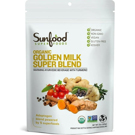 Sunfood Superfoods Golden Milk Super Blend Turmeric and Superfoods, 6 Oz