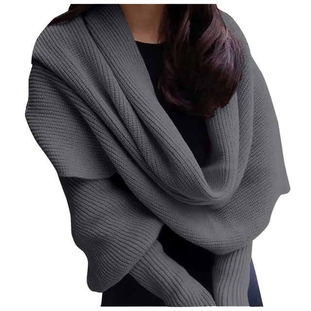 Breezora Short Button Front Cardigan Open Front Stole With Arm Openings Soft Yarn Weave Layering Piece For Casual Wear Gray