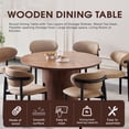 thumbnail image 5 of Round Dining Table for 4-6, PAPROOS 47'' Large Wood Kitchen Table, Dining Room Table with Storage & Wide Tabletop, Circle Dining Table Dinner Table for Kitchen Dining Room, Brown(Only Table), 5 of 7