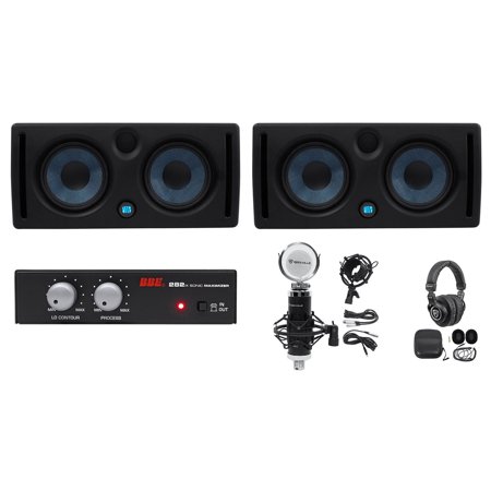 (2) Presonus ERIS E66 Powered Dual 6.5" Studio Monitors+Maximizer+Headphones+Mic