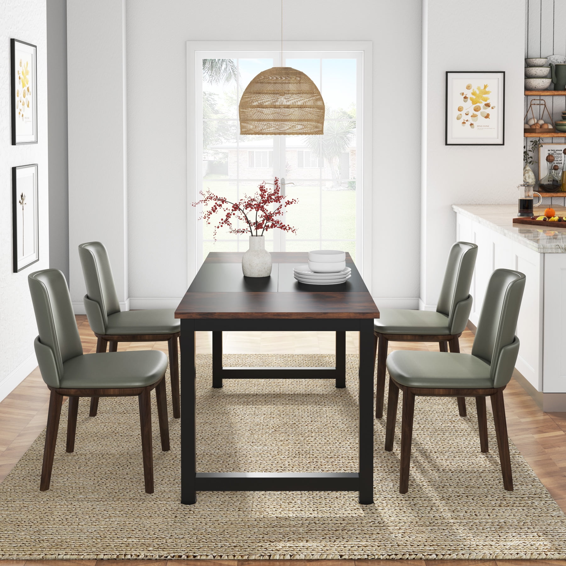 Tribesigns Adult Modern Executive Office Furniture Contemporary and Durable Desk, Rustic Brown/Black
