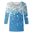 thumbnail image 5 of Shirts for Women under $10 3/4 Sleeve Round Neck Casual Floral Print T-shirt Blouse Blue L, 5 of 5