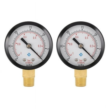 2X Pressure Gauge - 0 - -30InHg 0 - -1 Bar Mini Dial Air Pressure Gauge Barometer Meters Vacuum Gauge Black