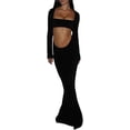 thumbnail image 3 of Mylleure Vestido largo casual de color sólido sexy sin mangas bodycon maxi vestidos de verano elegante fiesta club streetwear, 3 of 5