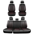 thumbnail image 2 of Telimocy Customed for Ford F-150 2015-2022 Car Seat Covers, Waterproof Front Back Pickup Truck PU Leather Cushion Protector Black w/ Red Line, 2 of 10