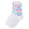 thumbnail image 3 of MeMoi Girls "All Over Hearts" Cotton-Rich Novelty Crew Sock - Girls - Female, 8, White, 3 of 3