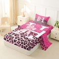 thumbnail image 2 of Manfei Lovely Leopard Print Twin Sheets,Cute Bowtie Bedding,Pink,3 Pieces, 2 of 6