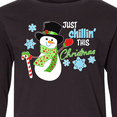 thumbnail image 4 of Inktastic Just Chillin' This Christmas Fun Snowman in Top Hat Long Sleeve Youth T-Shirt, 4 of 5