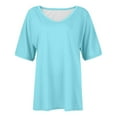 thumbnail image 4 of Mittory Women's V Neck Oversized T-Shirts Summer Short Sleeve Shirts Loose Casual Tops Tee, 4 of 5