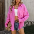 thumbnail image 4 of Lovskoo Spring Tops for Women 2024 Long Sleeve Solid Color Trendy Button Down Cardigan with Lapel Tops Hot Pink M, 4 of 9