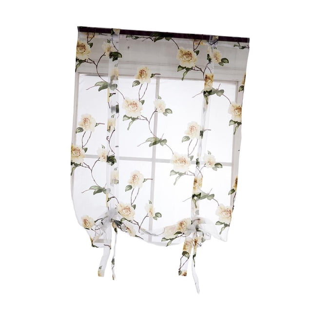 Lovely Tie Up Flower Roman Short Window Shades Cortina de Ventana Voile Drape Cenefa Paneles - para Ventana Pequeña Sala de Dormitorio Bal 2 Amarillo 100x160cm Macarena Diseño original