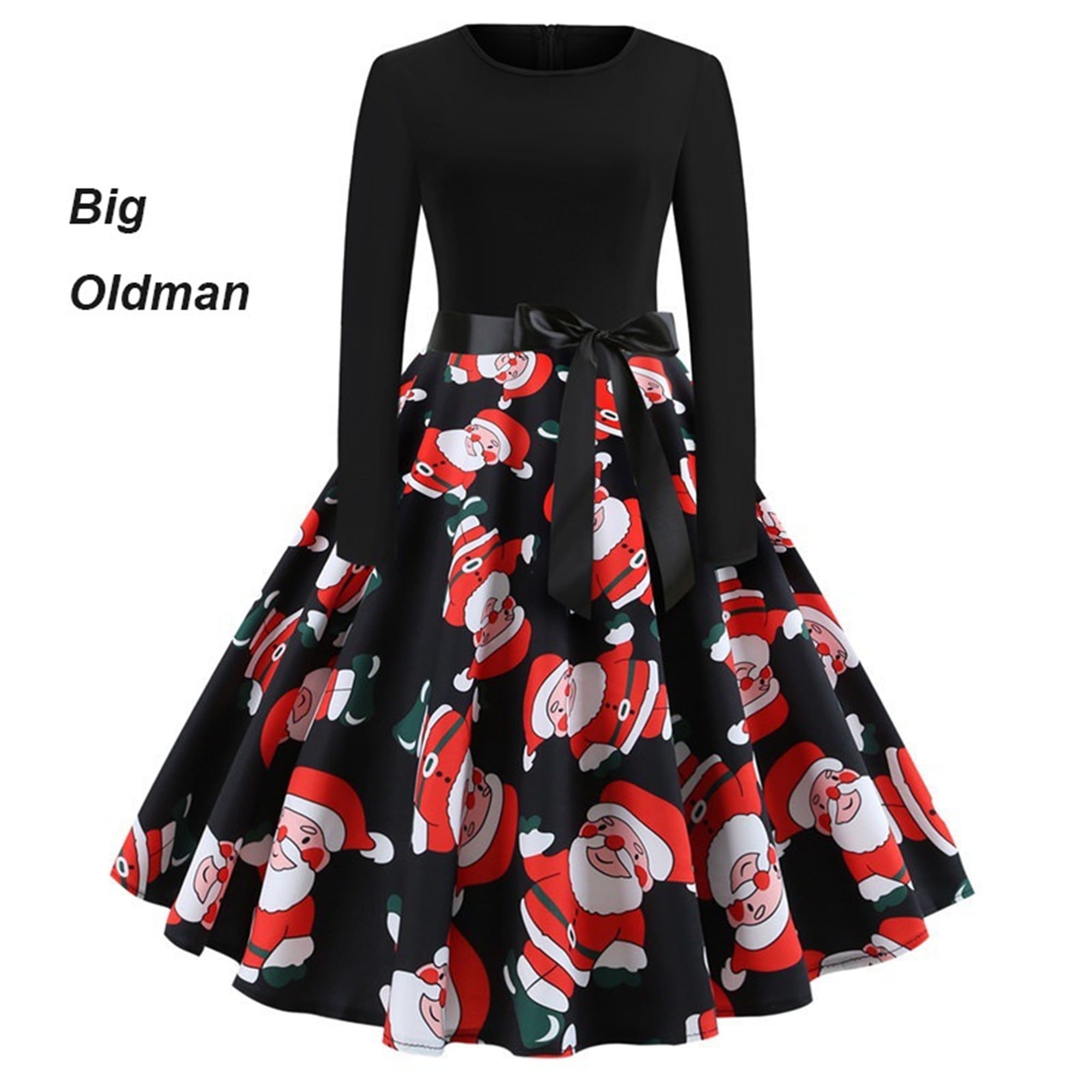 KZKR Christmas Dresses Womens Santa Claus Printed Cosplay Party Costume
