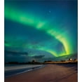 thumbnail image 3 of Night Ocean Duvet Cover Set, Aurora Borealis Starry Night Landscape Norway, Decorative 3 Piece Bedding Set with 2 Pillow Shams, King Size, Shamrock Green Chocolate, by Ambesonne, 3 of 3