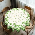 thumbnail image 3 of St. Patrick''s Day Tablecloth Round 60 Inch Green Leaves Shamrock Pink Floral Decor Wrinkle Free Tablecloth Buffalo Plaid Tablecover for Holiday Party Picnic Dinner, 3 of 8