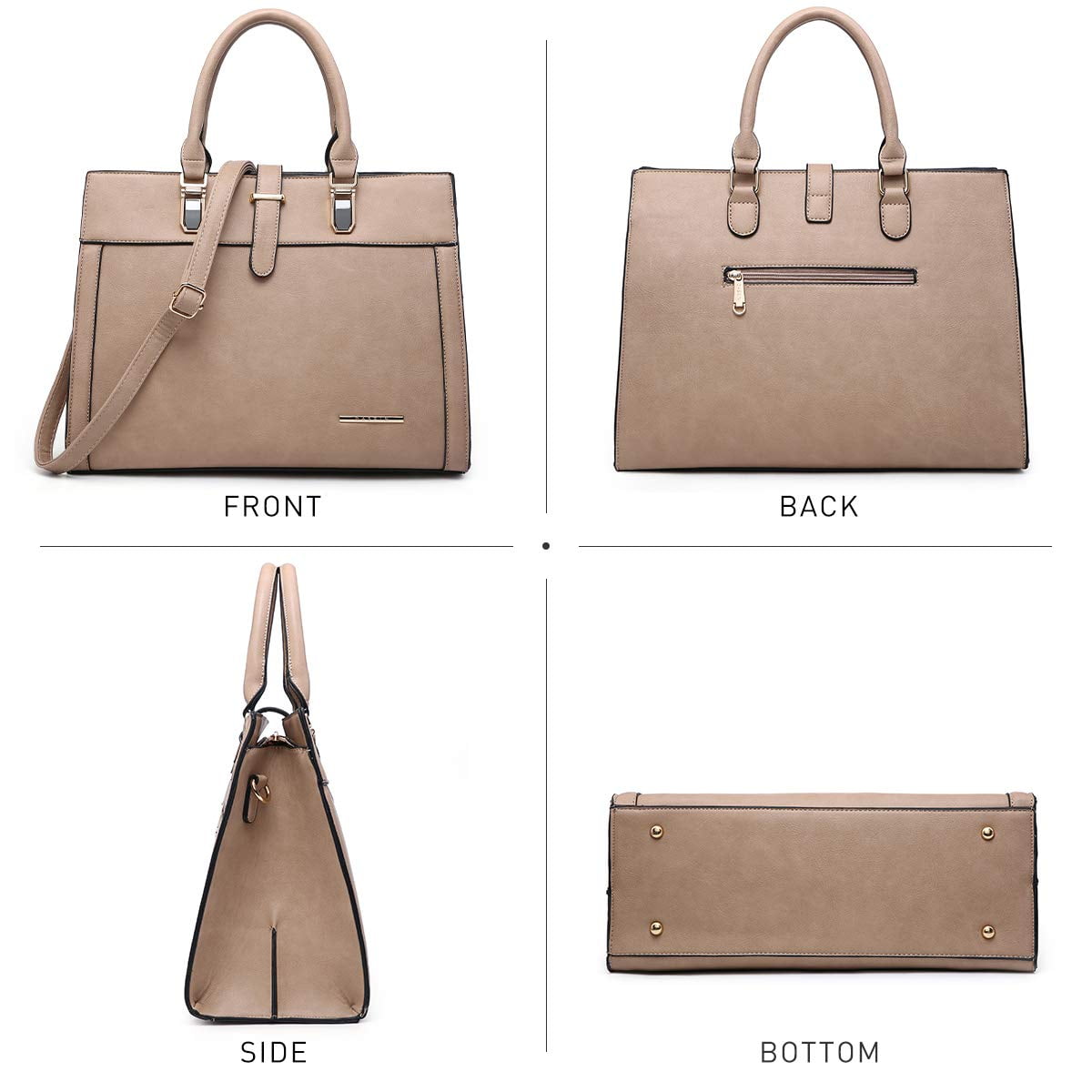 Women's Handbag Flap-Over Belt Shoulder Bag top Handle Tote Satchel Purse Work Bag W/Matching Wristlet