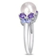 thumbnail image 2 of Miabella 8-8.5mm Cultured Freshwater Pearl, 2 Carat T.G.W. Amethyst Tanzanite and Diamond Accent Sterling Silver 2-Piece Earrings and Ring Set, 2 of 5