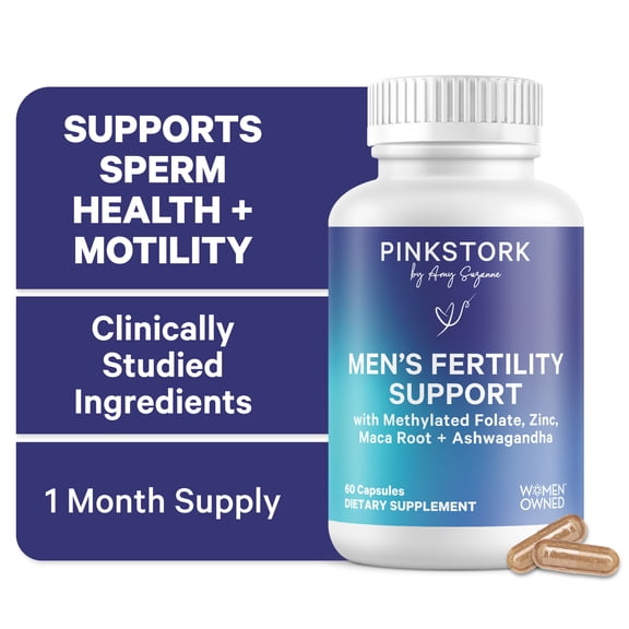 Pink Stork Fertility Supplements for Men with Zinc, Libido Aid, Motility Support - 60 Capsules